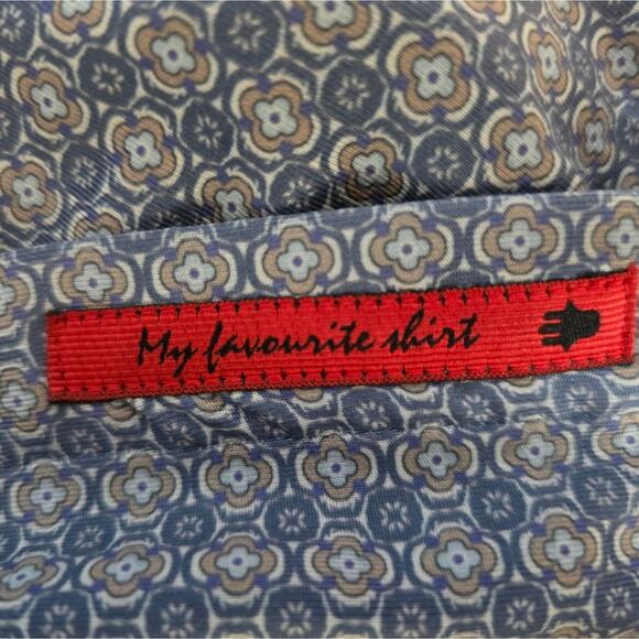 O Visconti Black Blue Performance Stretch Floral Long Sleeve Button Up Shirt S - Picture 9 of 11